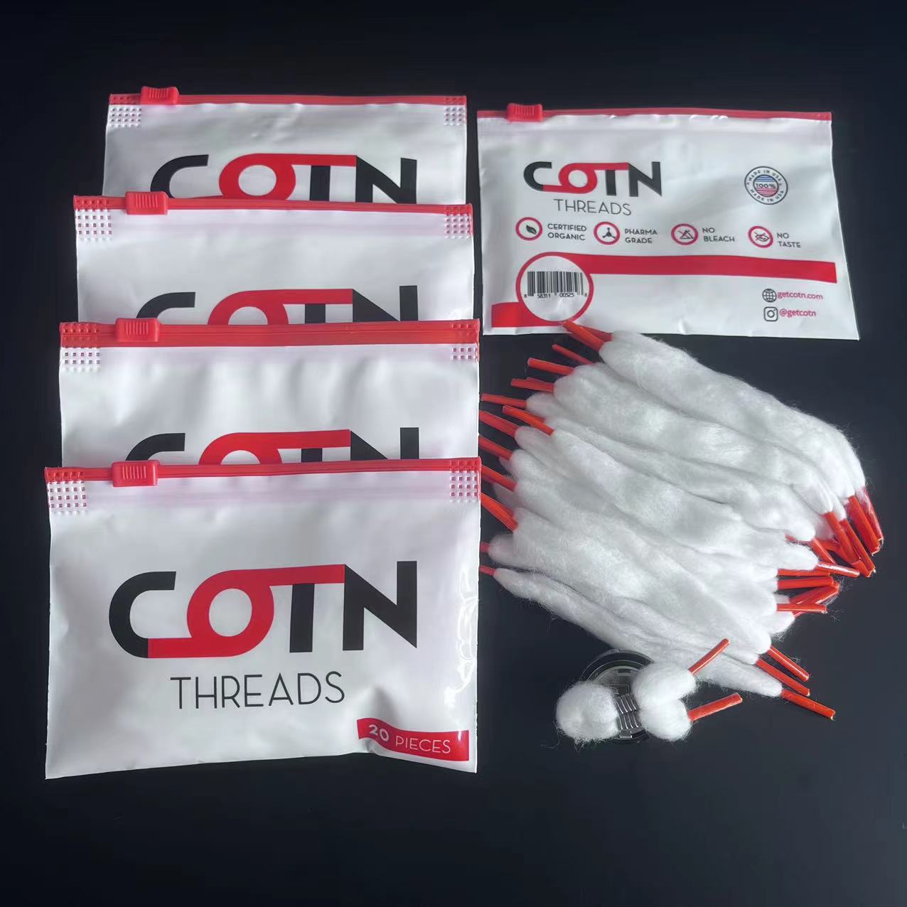 Cotton Wick Organic - 100/60/20pcs 미리 만들어진 와이어 코일 스레드